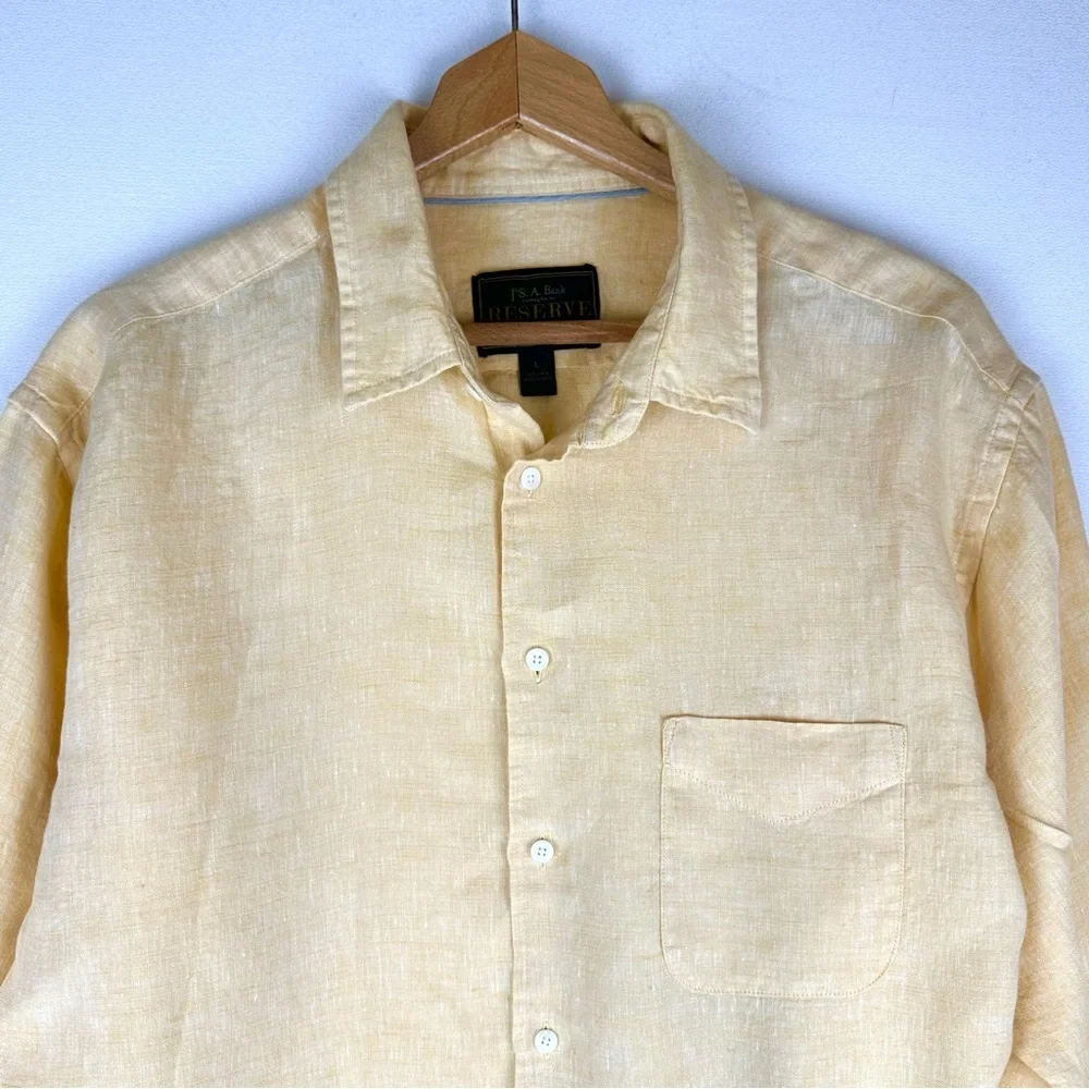 Jos A Bank Reserve Long Sleeve Linen Button Down Shirt